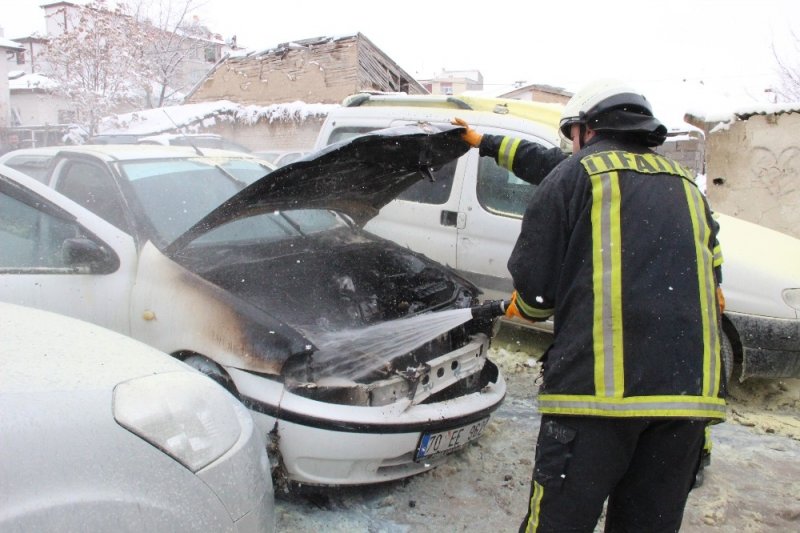 Karaman'da Otomobil Yangını Büyümeden Önlendi
