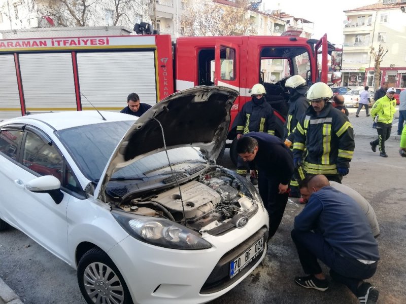 Karaman’da Otomobil Yangını Büyümeden Önlendi