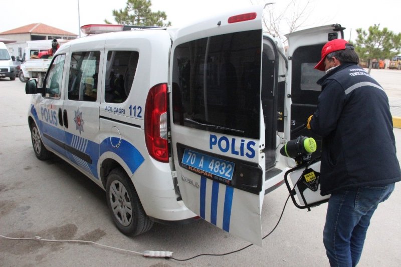 Karaman’da Ekip Otolarına Korona Virüsü Dezenfektesi