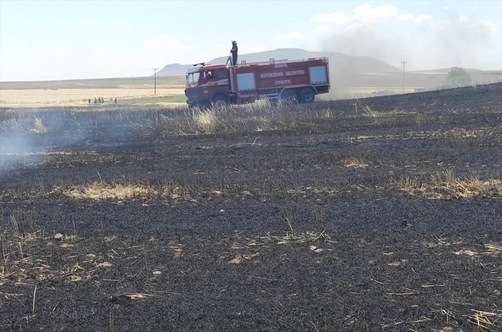 Kulu'da 3 Ayrı Yerde Çıkan Ekin Yangınında 50 Dekar Alan Yandı