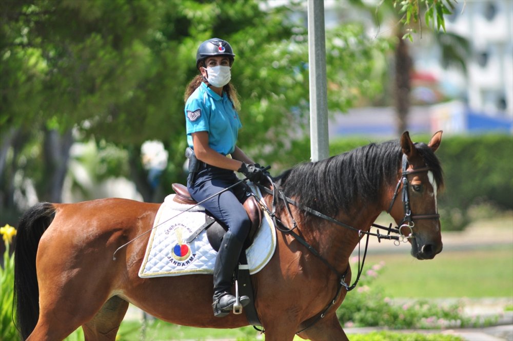 Antalya'da Atlı Jandarma Timi Görenlerin İlgisini Çekiyor