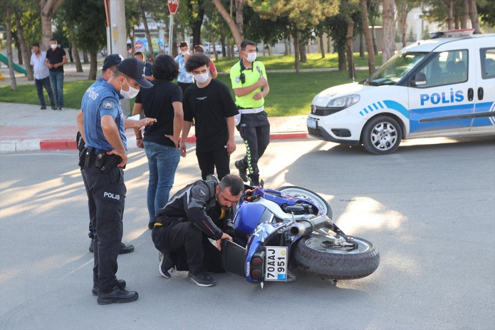 Karaman'da Motosiklet Kazası Ucuz Atlatıldı
