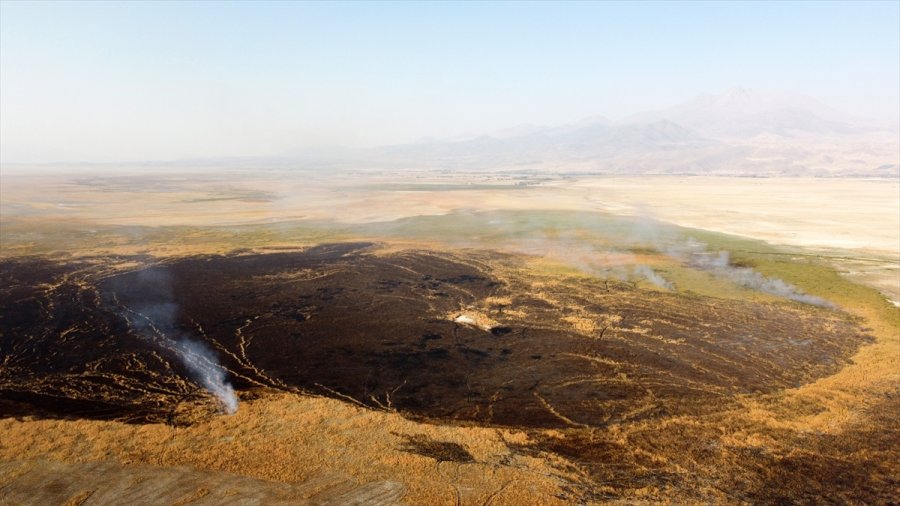 Kayseri'de Sultan Sazlığı Milli Parkı'nda Yangın Çıktı