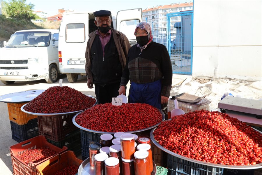 Çubuk'un Dağlarında Yetişen Yaban Meyveleri Pazar Tezgahlarını Süslüyor
