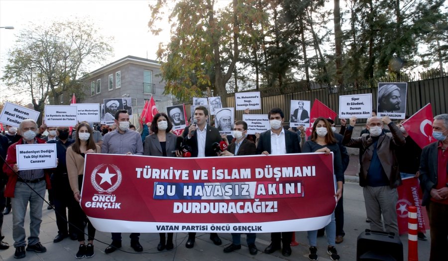 Vatan Partililer, Macron Ve Charlie Hebdo Dergisini Fransa'nın Ankara Büyükelçiliği Önünde Protesto Etti