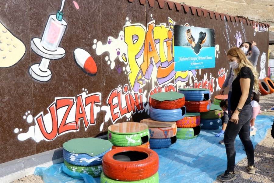 Kayseri'de Hurda Otomobil Lastiklerinden Kediler İçin Yuva Yaptılar