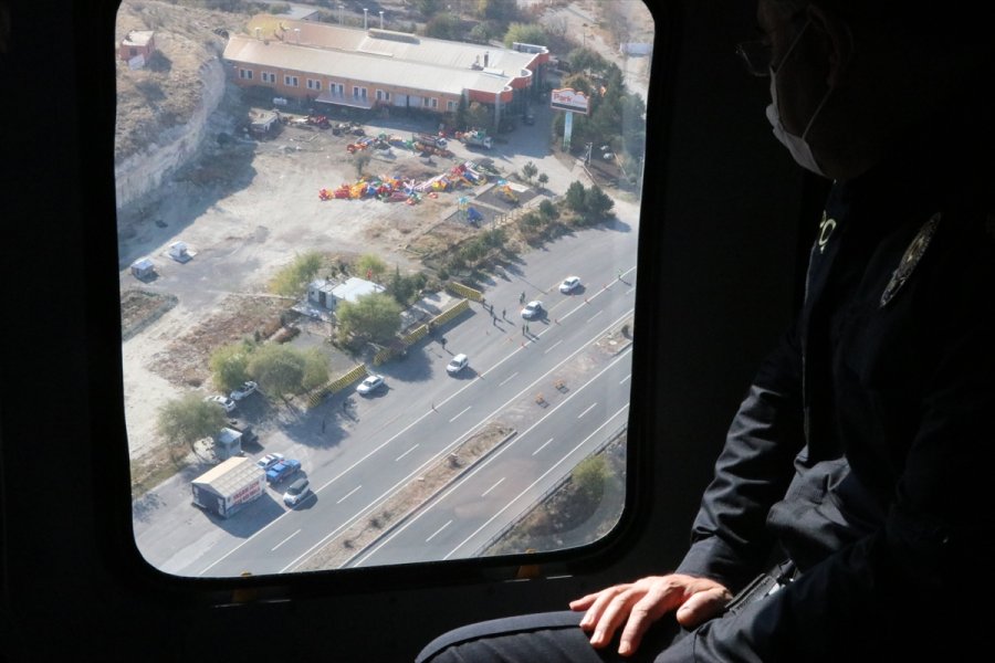 Kayseri'de Jandarmadan Helikopter Destekli Trafik Denetimi