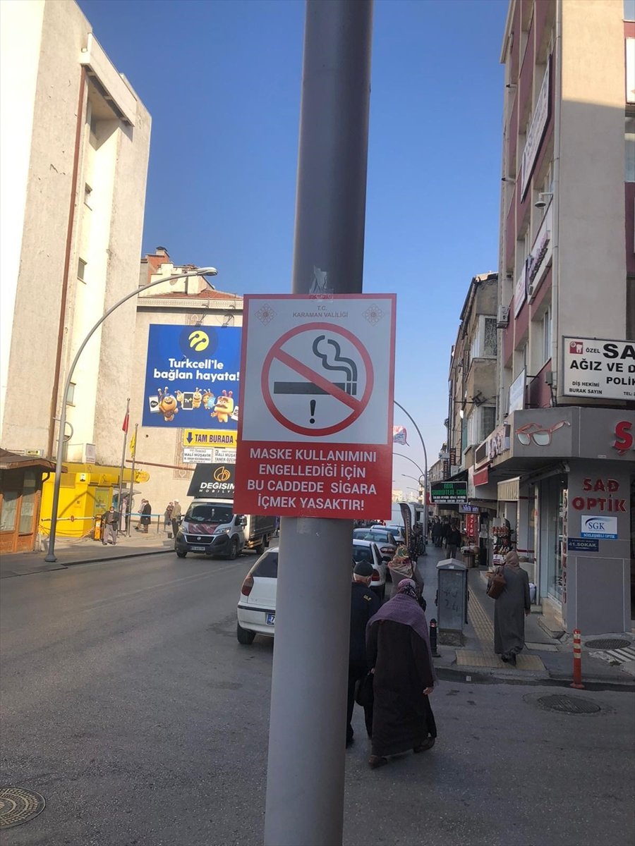 Karaman'da Vatandaşlar Sigara Yasağına Karşı İkaz Levhaları Ve Yer İşaretleriyle Bilgilendiriliyor