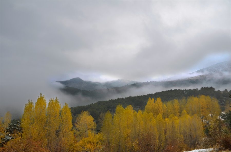 Konya’da Kar Yağışı Ve Sis Sonbahar Renkleriyle Güzel Görüntüler Oluşturdu