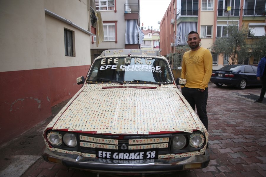 İddiayı Kaybedince Otomobiline 11 Bin Okey Taşı İle 65 Istaka Yapıştırdı