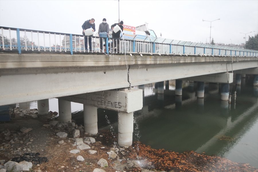 Beyşehir Gölü'ndeki Su Çekilmesine Dikkat Çekmek İçin Yağmur Sularını Damacanalarla Göle Boşalttı