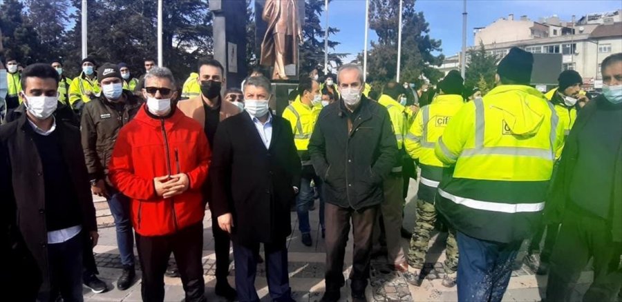 Kayseri'de İş Bırakan Maden İşçileri Yürüdü