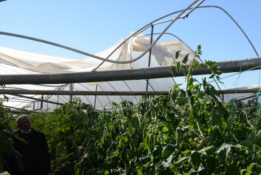 Antalya'da Kuvvetli Rüzgar Seralara Zarar Verdi