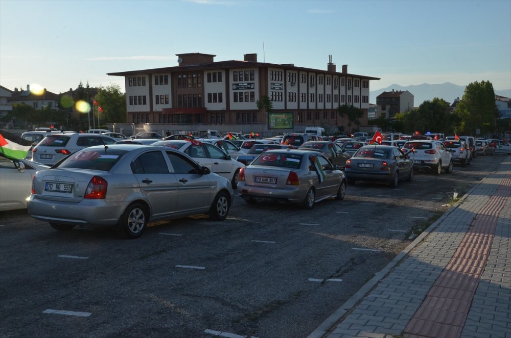 İsrail'in Filistin'e Yönelik Saldırıları Karaman'da Protesto Edildi