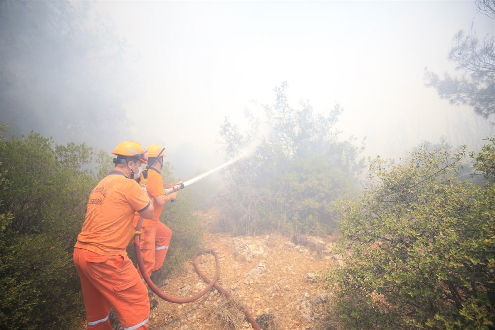 Antalya'da Zeytinpark'ta Ormanlık Ve Çalılık Alanda Yangın Çıktı