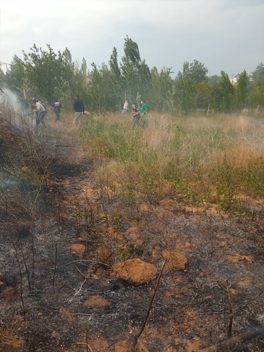 Hüyük'te Çıkan Yangında Ekili Alanlar Ve Saman Balyaları Yandı