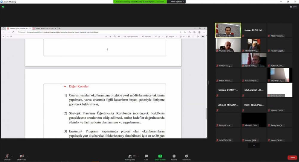 Karaman 2021-2022 Eğitim Öğretim Yılı Hazırlık Toplantısı Gerçekleştirildi