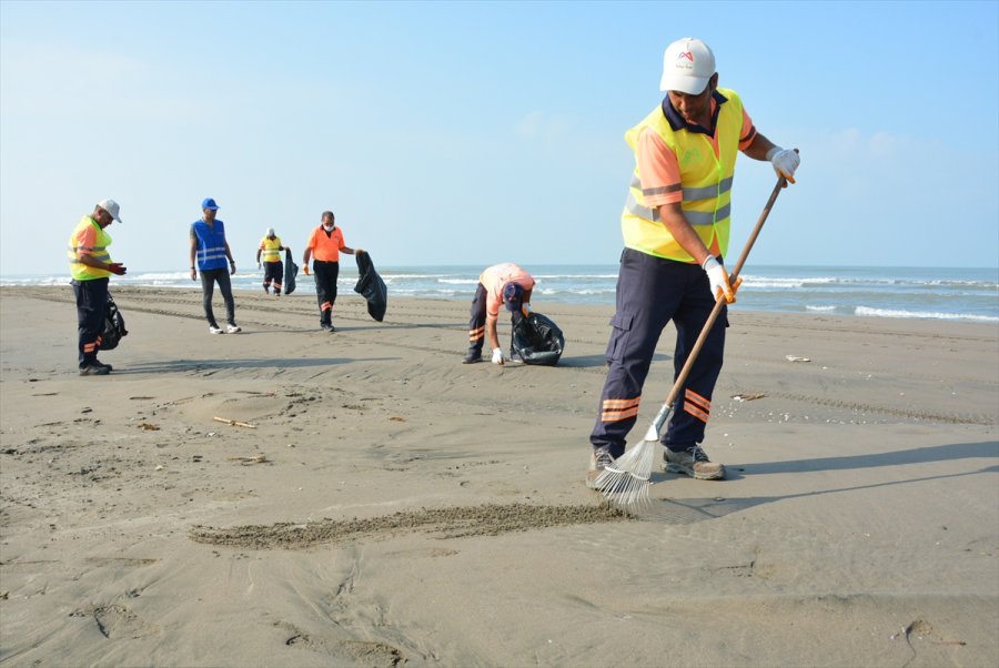 Mersin'de, Suriye Kaynaklı Petrol Sızıntısına İlişkin Temizlik Çalışması Başlatıldı
