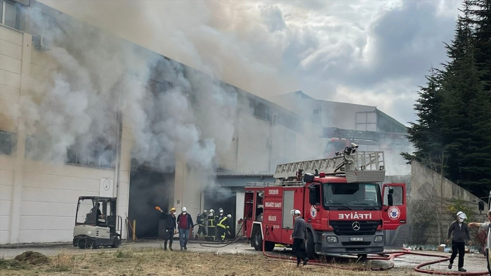 Eskişehir'de Ambalaj Fabrikasında Çıkan Yangına Müdahale Ediliyor
