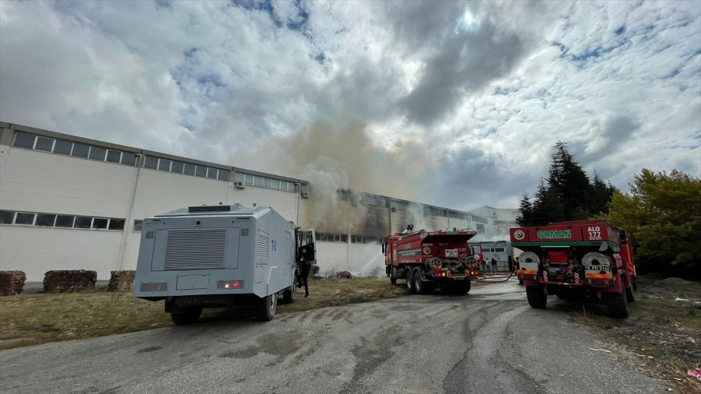 Eskişehir'de Ambalaj Fabrikasında Çıkan Yangına Müdahale Ediliyor