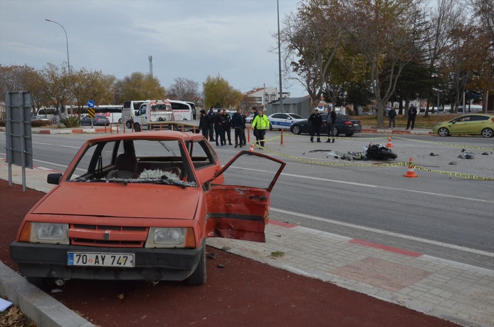 Karaman'da Motosiklet İle Çarpışan Otomobil Sürücüsü Kaçtı