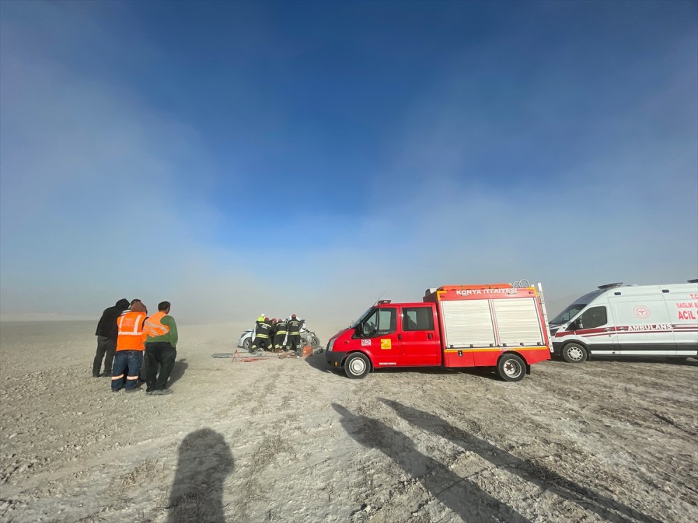 Konya Aksaray Yolunda Kum Fırtınasında Feci Kaza