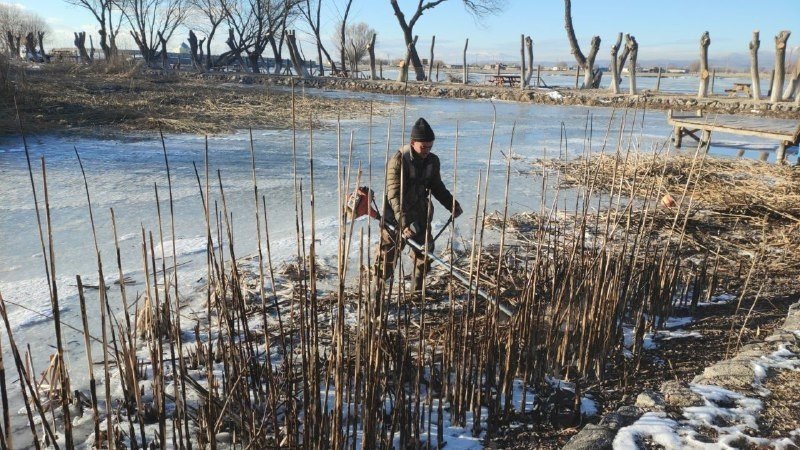 Buz Tutan Göletin Üzerinde Top Oynadılar