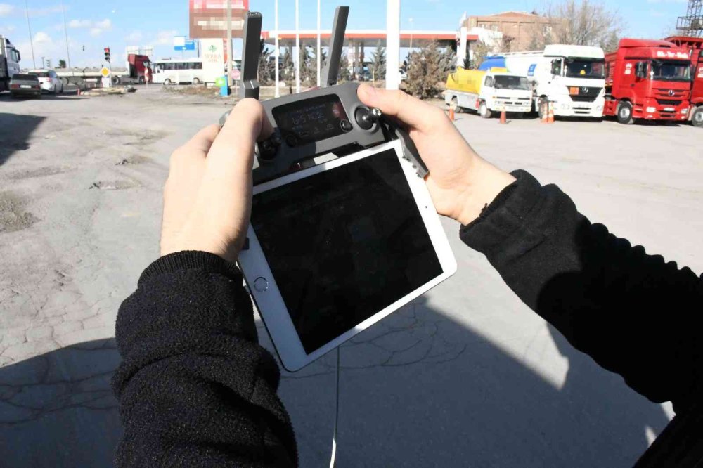 Aksaray'da Sürücülere Havadan Denetim