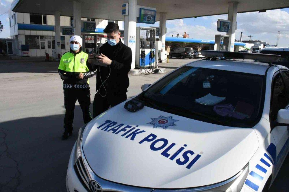 Aksaray'da Sürücülere Havadan Denetim