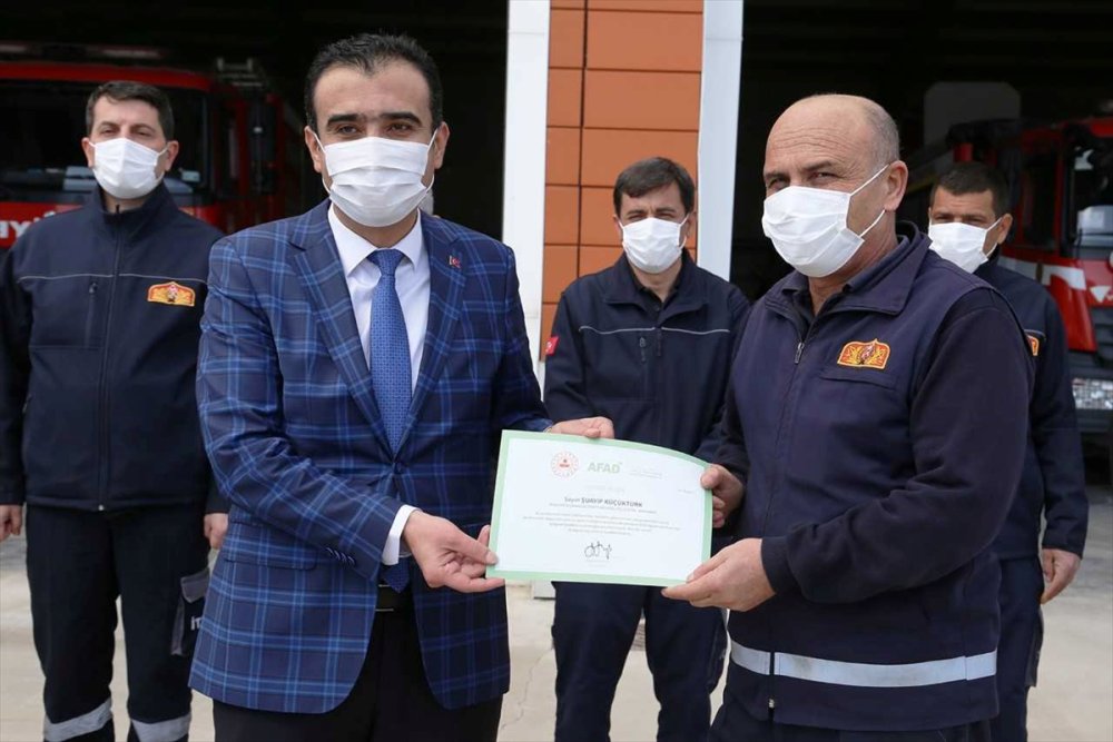 Karaman'da İtfaiyecilere Teşekkür Belgesi