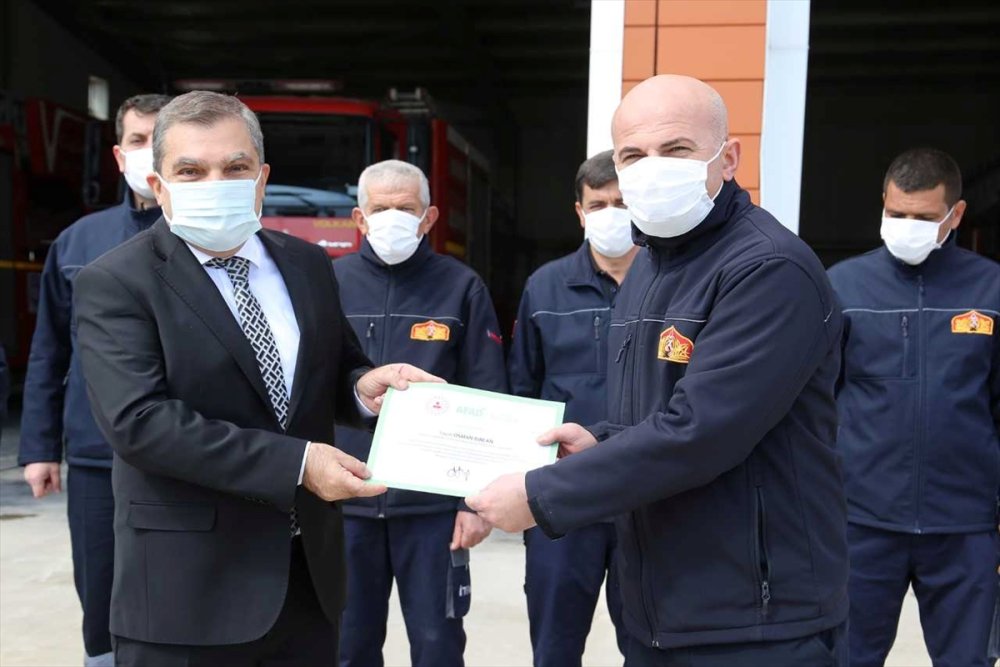 Karaman'da İtfaiyecilere Teşekkür Belgesi