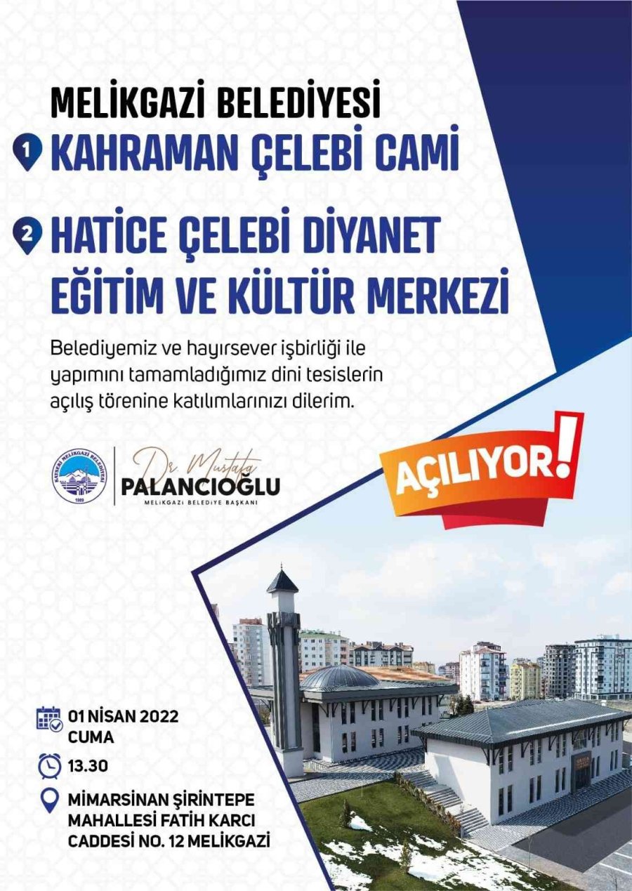 Melikgazi’den Şirintepe Mahallesi’ne Yeni Cami Eğitim Merkezi Müjdesi