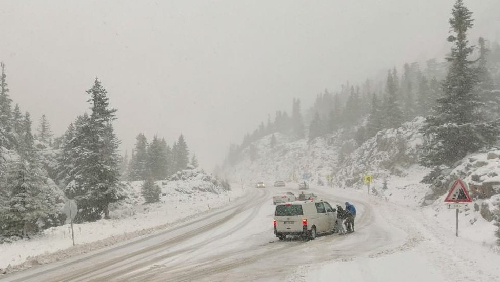 Konya Antalya Yolunda Kar Yağışı