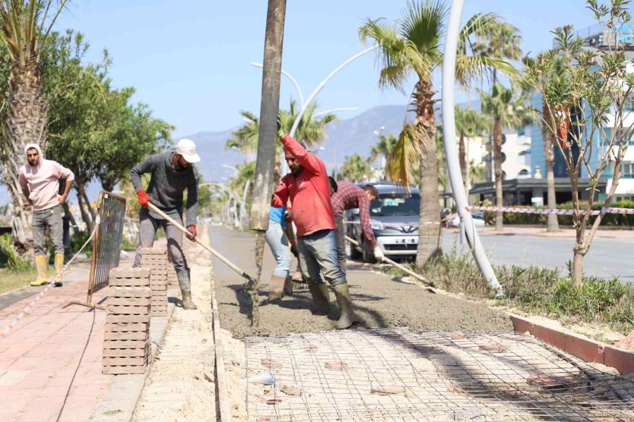 Sahil Bandı Düzenleme Projesi Oba-tosmur Etabıyla Sürüyor