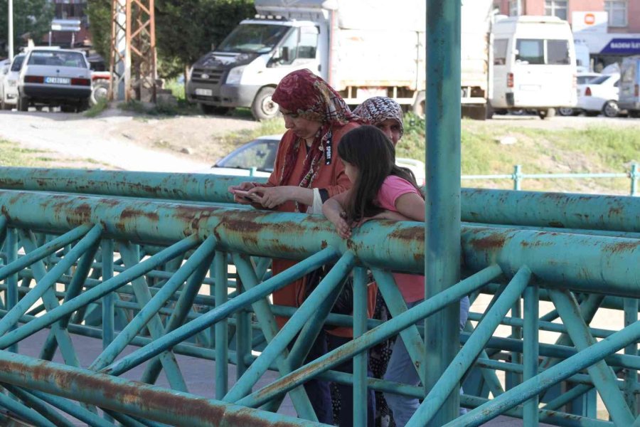 Vatandaşlar Kanal Kenarında Film İzler Gibi Tatlı Su Yılanı İzliyor