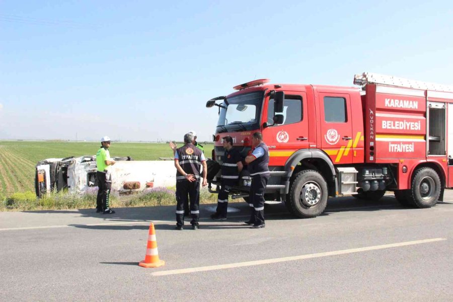 Karaman’da Devrilen Lpg Yüklü Tankerin Sürücüsü Hayatını Kaybetti