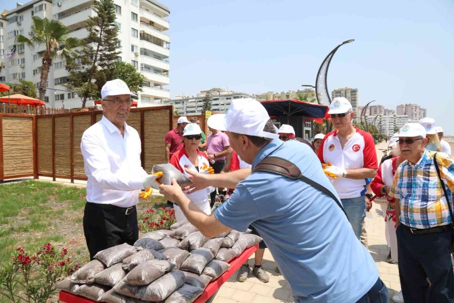 Mezitli Belediyesinden Sahil Temizliği Ve Kompost Dağıtımı