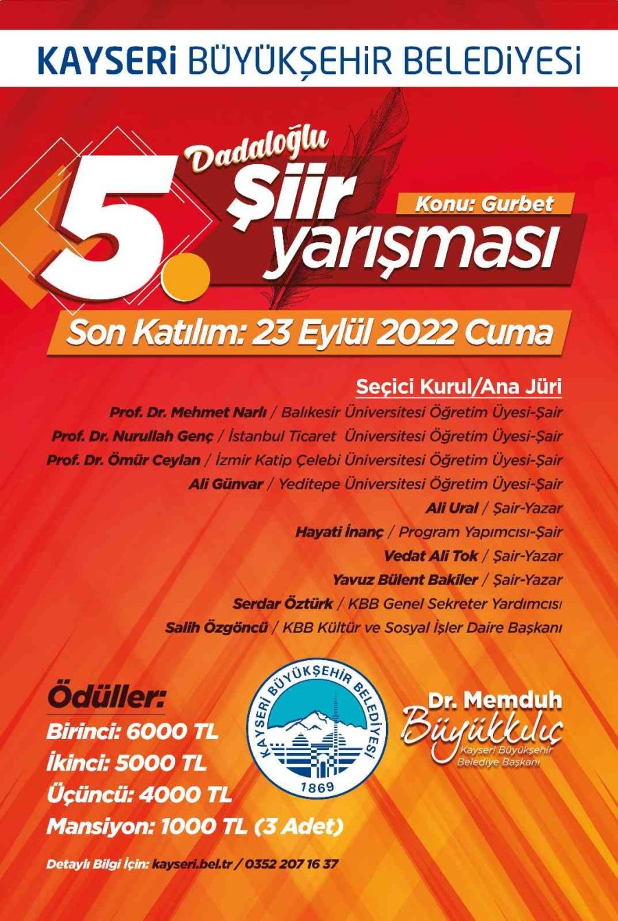 Büyükşehir’in 5’inci Şiir Yarışması “dadaloğlu” Temalı Yapılacak