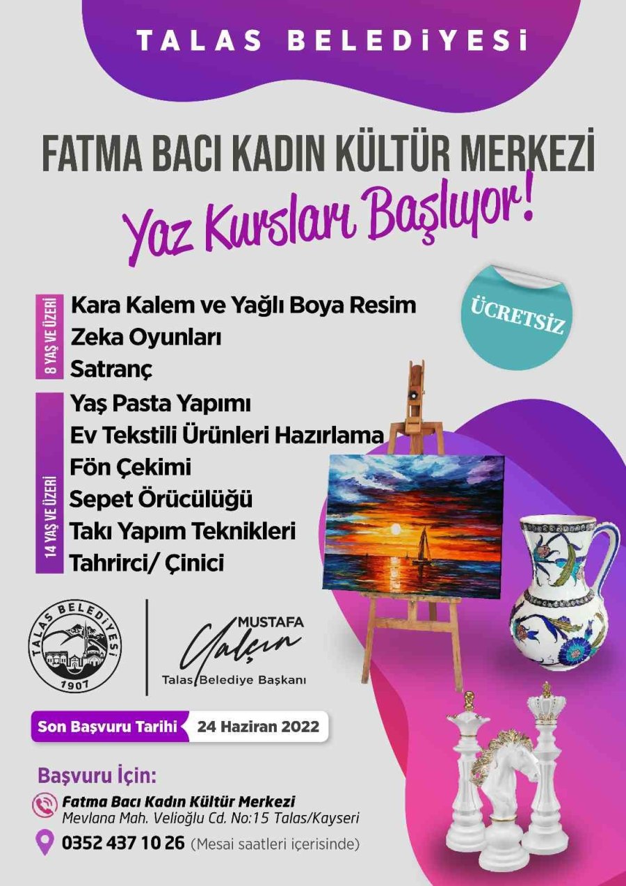 Talas’ta Mesleki Eğitim Kursları Başlıyor