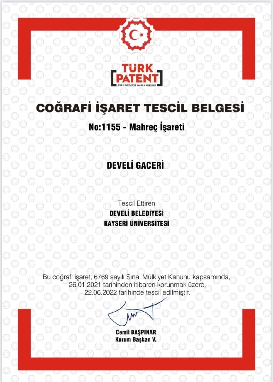 ’develi Gaceri’ Tescillendi