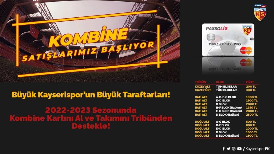 Kayserispor, Kombine Bilet Fiyatlarını Belirledi