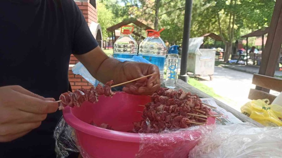 Bayramın Son Gününde Güneşli Havanın Tadını Mangal Yakarak Çıkardılar