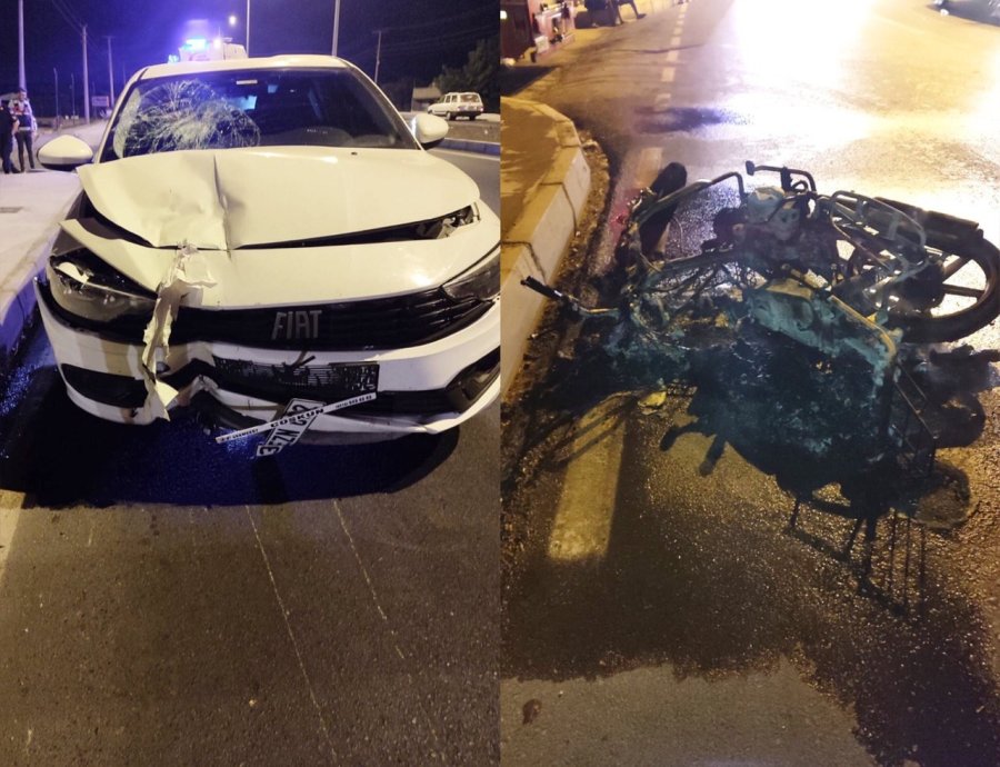 Kazada Yanan Motosikletin Sürücüsü Hayatını Kaybetti