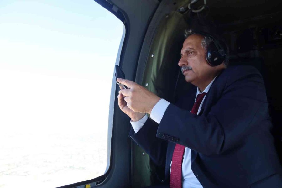 Başkan Yalçın Talas’ı Helikopterden Denetledi