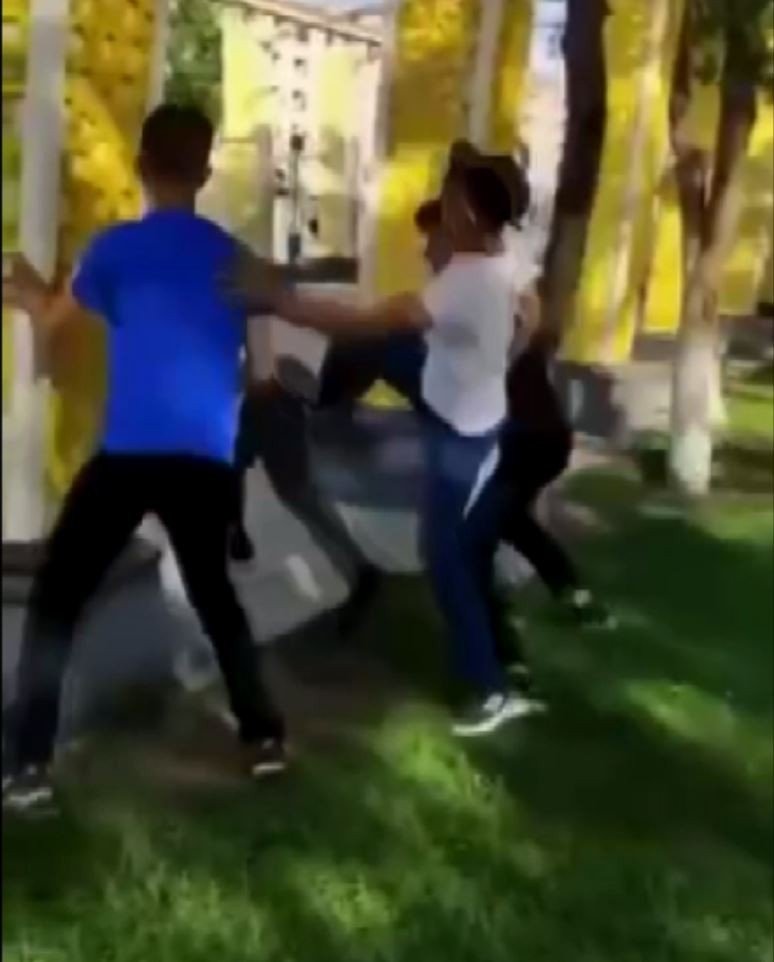 Parkta Oturan Gençleri Gülerek Dövüp Video Çektiler