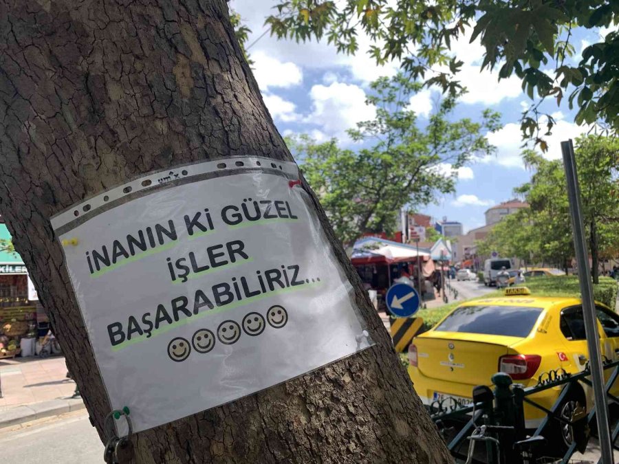 Vatandaşlar Motivasyon Kaynağını Ağaçlara Yazılan Notlarda Buldu