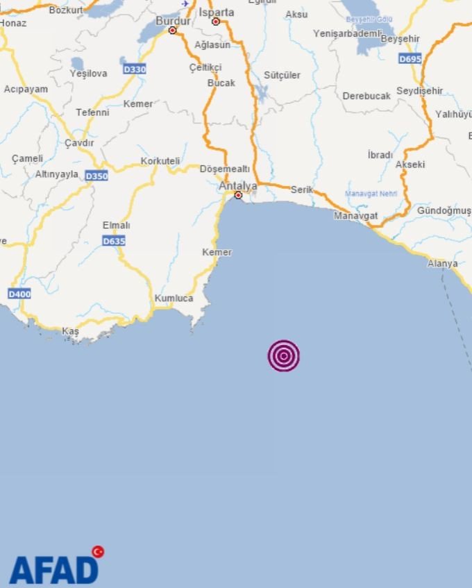 Kumluca Açıklarında 4.2 Şiddetinde Deprem