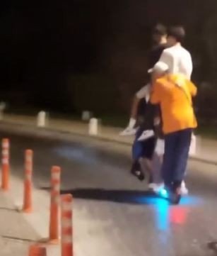 Elektrikli Scootera 6 Kişi Binerek Canlarını Hiçe Saydılar