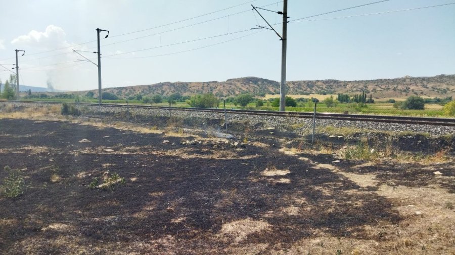 Trenden Çıkan Kıvılcım Yunus Emre’nin Mezarının Yanında Yangına Sebep Oldu
