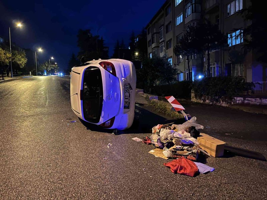 Devrilen Otomobilin 70 Yaşındaki Sürücüsü Yaralandı